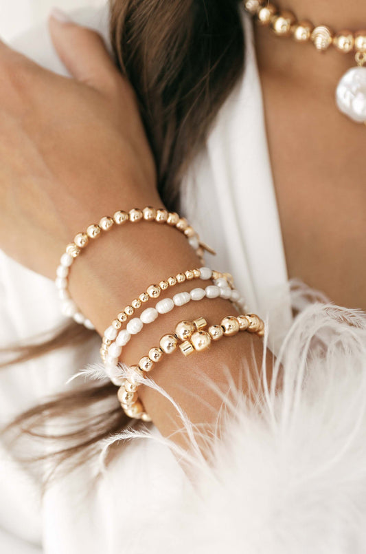 Freshwater Pearl Party Stack 18k Gold Plated Bracelet Set