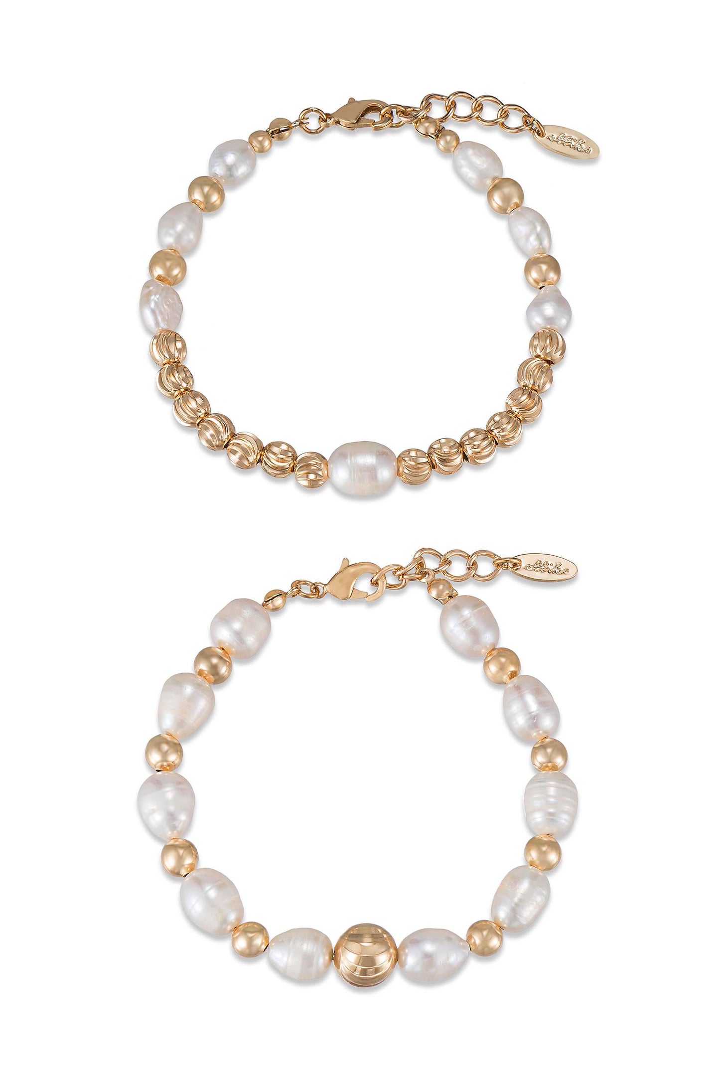 Perfect Days Freshwater Pearl and 18k Gold Plated Bracelet Set